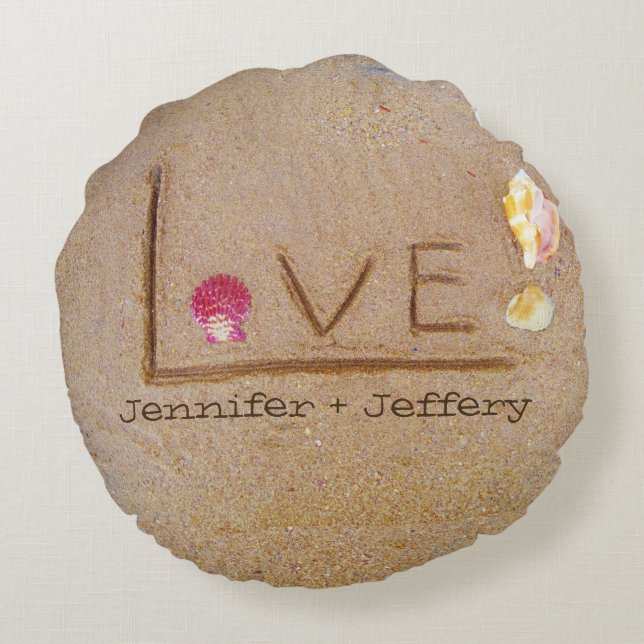 Almofada Redonda conchas Amor no travesseiro de praia (Verso)