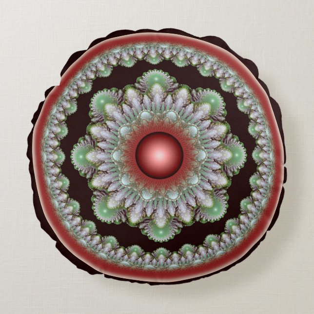 Almofada Redonda Condecoração redonda brilhante de Natal (Frente)