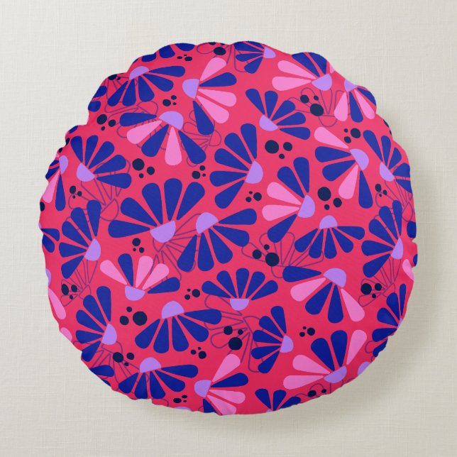 Almofada Redonda Coneflower Confetti em framboesa (Frente)