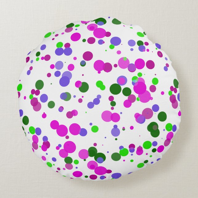 Almofada Redonda Confete de Bolinhas Rosa (Verso)