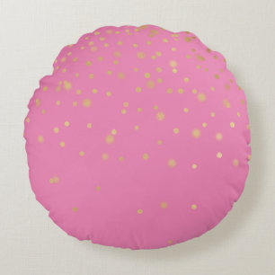 Almofada Redonda Confetti Dourado Rosa