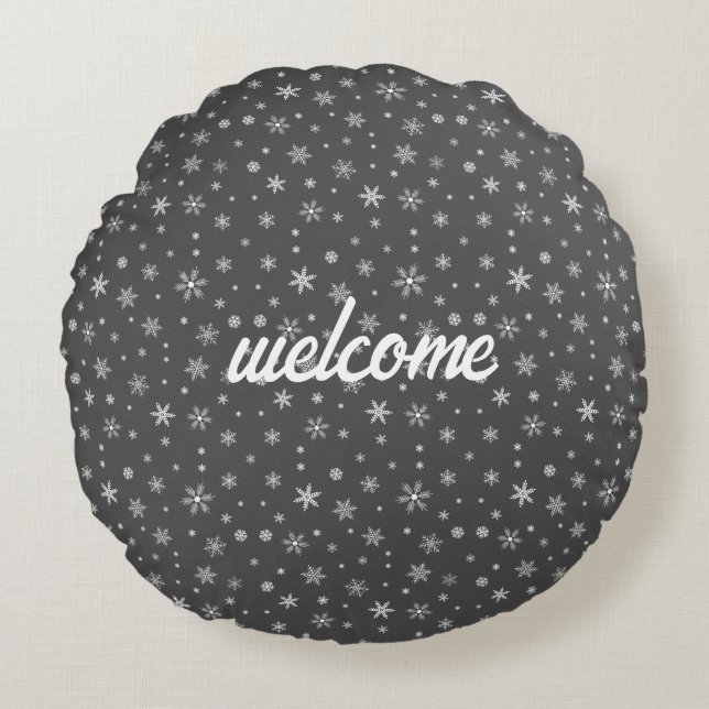 Almofada Redonda confortável snowflake (Frente)