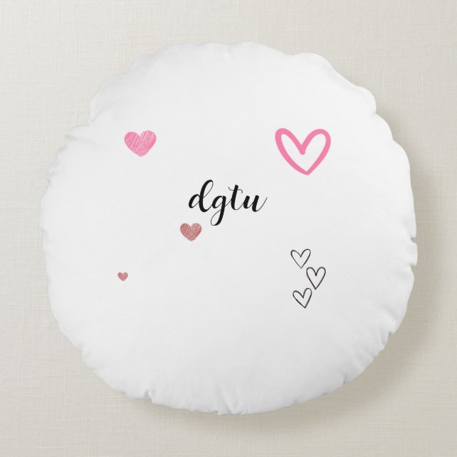 Almofada Redonda confronto rosa cortado kawai (Frente)