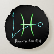 Constelação Zodíaco Peixes Travesseiro Redondo