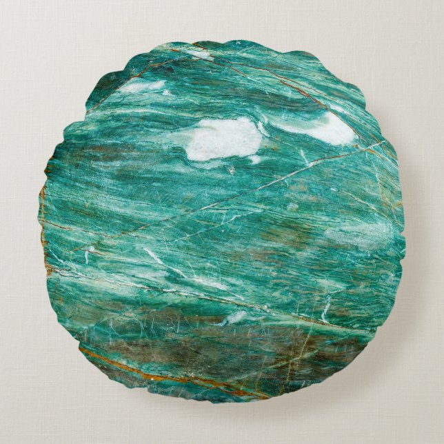 Almofada Redonda Contexto verde ou Emerald Marble (Frente)