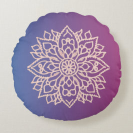 Almofada Redonda Contorno das flores cor-de-rosa1 Cartografia