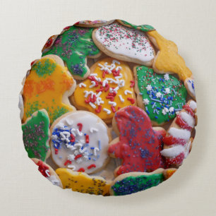 Almofada Redonda Cookies de Natal I Férias Coloridas