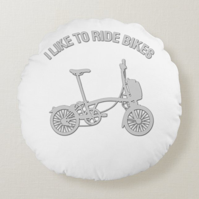Almofada Redonda Cool bicycle Design - I Like to Ride Bikes (Frente)