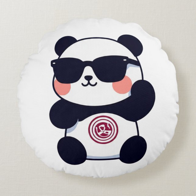 Almofada Redonda Cool Panda with Shades (Frente)