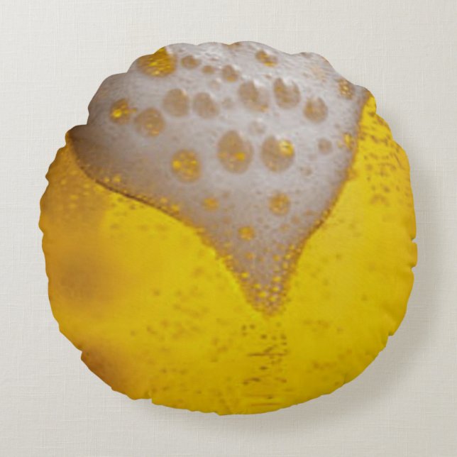 Almofada Redonda Copo de Cerveja com Bolhas e Espuma (Frente)