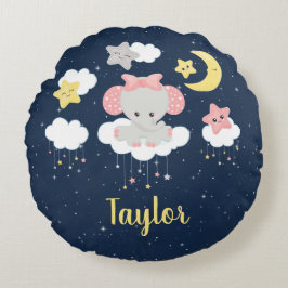 Almofada Redonda Cor-de-rosa elefante e Marinho