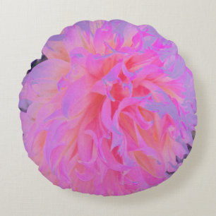 Almofada Redonda Cor-de-rosa-quente elegante e Dália decorativa ma