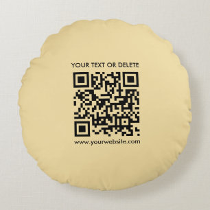 Almofada Redonda Cor Dourada do Elegante Moderno de Código QR Perso