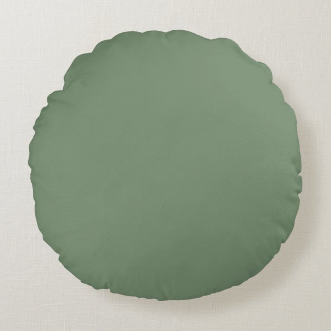 Almofada Redonda Cor Sólida Verde Suave, Simples, Moderna, Tendênci (Frente)