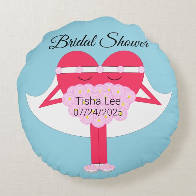 Almofada Redonda Coração Casando-se com Chá de panela (Verso)