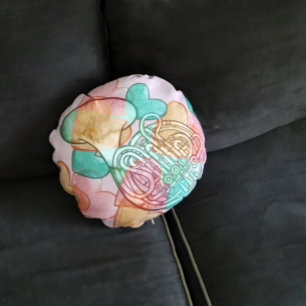 Almofada Redonda Coração de Arte da Classe de Banda do Corno de Cor