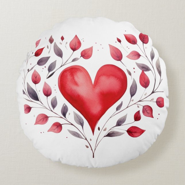 Almofada Redonda Coração de planta (Frente)