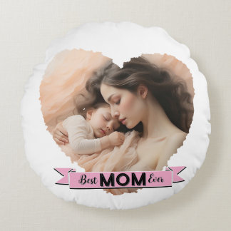 Almofada Redonda Coração, Melhor Mãe De Fita