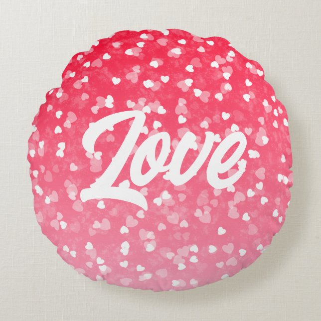 Almofada Redonda Corações e Amor do namorados (Frente)