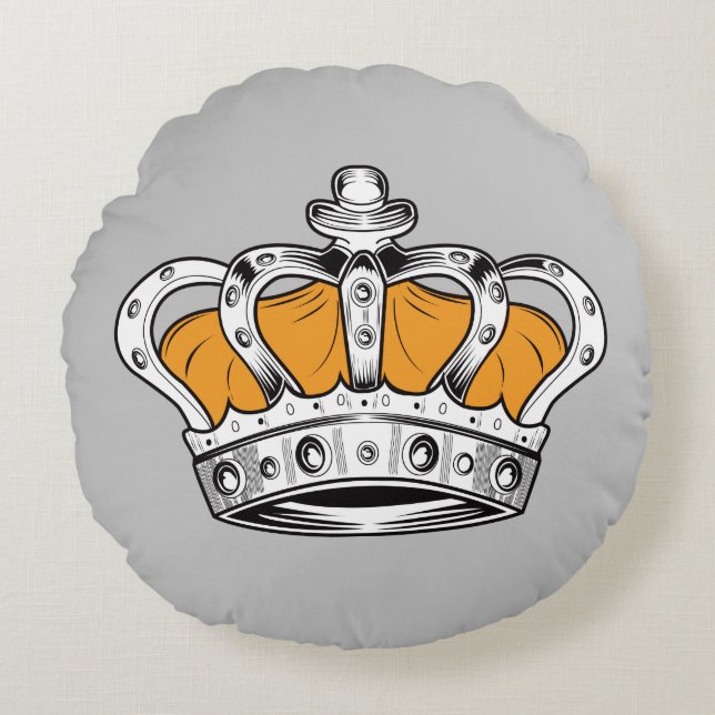 Almofada Redonda Coroa - Amarelo (Frente)