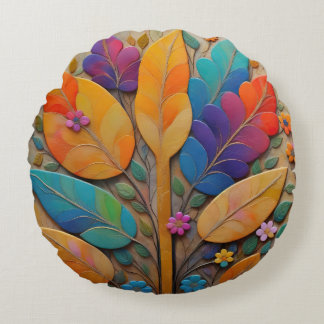 Almofada Redonda Corpo de papel 3D moderno Floral