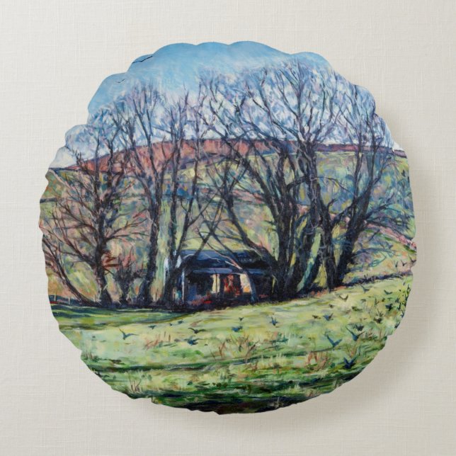 Almofada Redonda Corvos que aumentam 2009 (Frente)