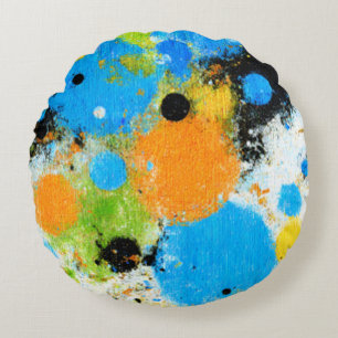 Almofada Redonda Cosmic Chromatic Splatter: Abstract Orbit