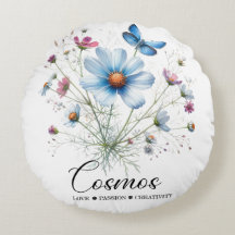 Cosmic Nest • October Birth Flower Round Pillow 