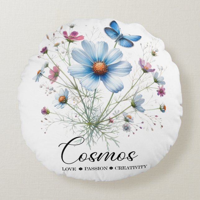 Almofada Redonda Cosmic Nest • October Birth Flower Round Pillow  (Frente)