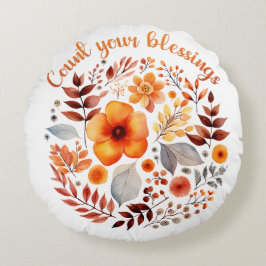 Almofada Redonda Count Your Blessings – Autumn Floral Wreath