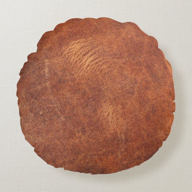 Almofada Redonda Couro e couros, couros e peles, de abstrato castan (Frente)