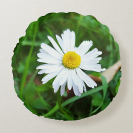 Almofada Redonda Coussin décoratif rond, Motif marguerite