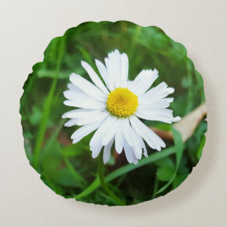 Almofada Redonda Coussin décoratif rond, Motif marguerite 