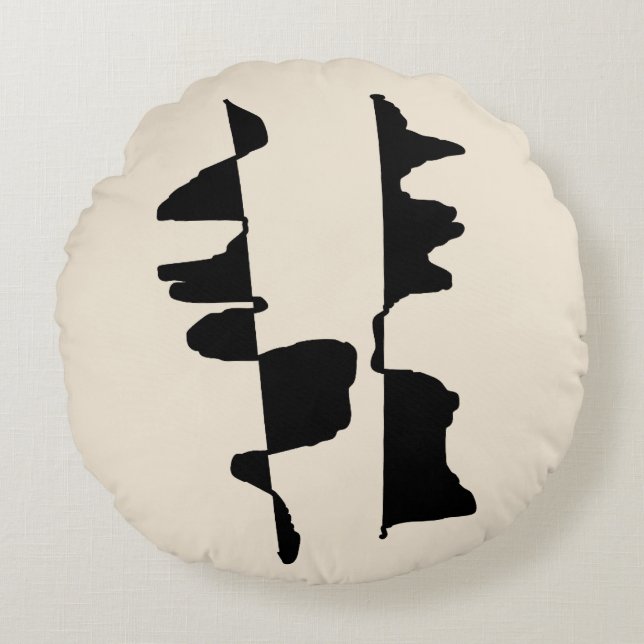 Almofada Redonda Coussin Rond Abstrait Dual Face - Écru Noir (Frente)