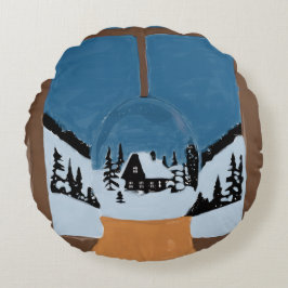 Almofada Redonda Coussin Rond Décoratif Hivernal - Boule à Neige