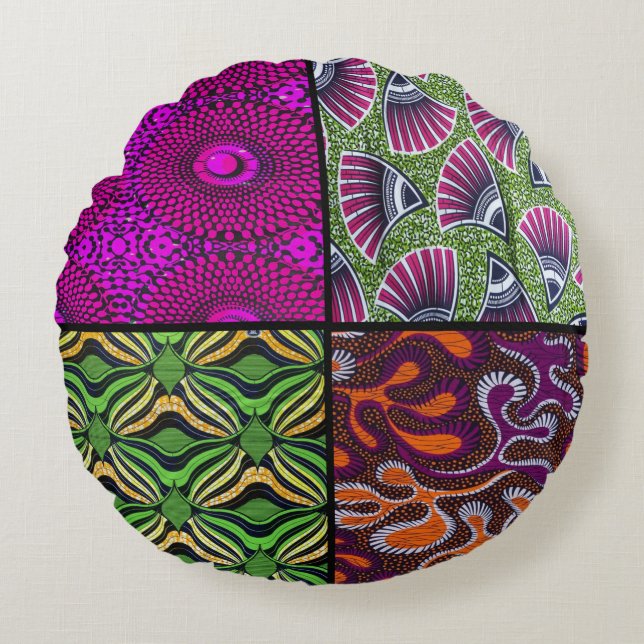 Almofada Redonda Coussins rond Wax Africain (Frente)