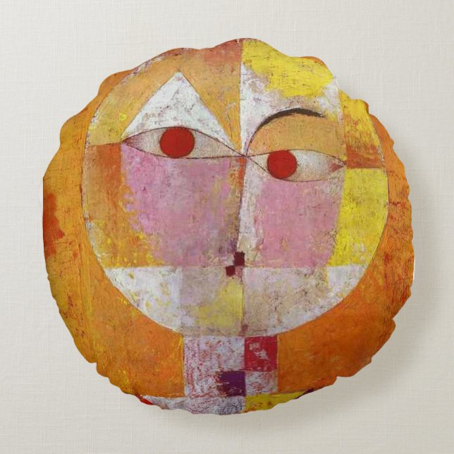 Almofada Redonda Coxins abstratos do Senecio do ~ da arte do (Verso)