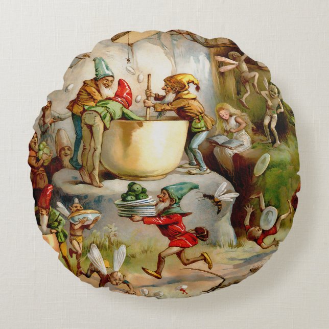 Almofada Redonda Cozinha dos Gnomos - 1895 (Frente)