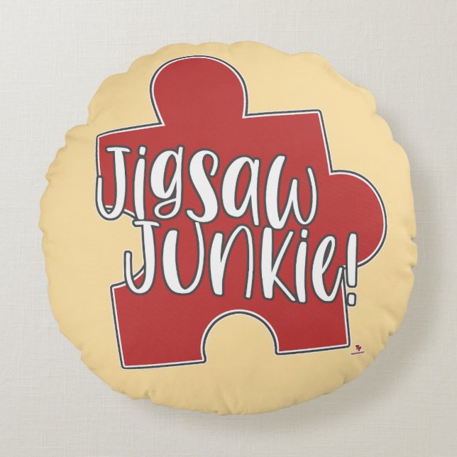 Almofada Redonda Cozy Jigsaw Junkie Puzzle Lifestyle Hobby Art (Frente)