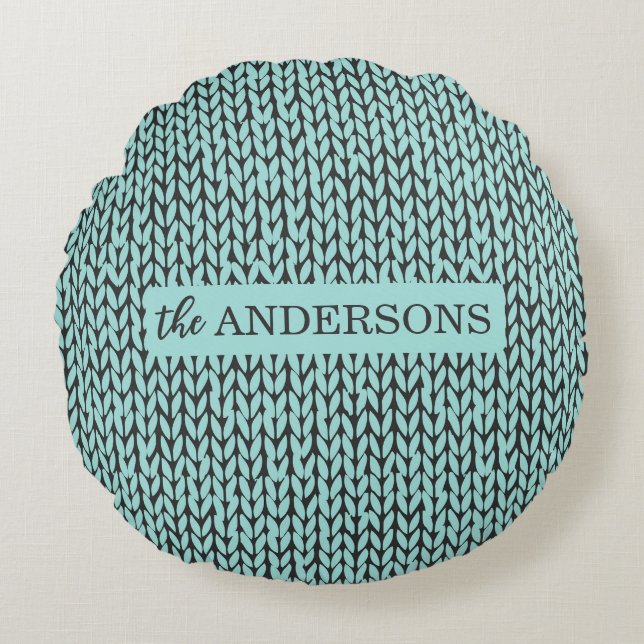 Almofada Redonda Cozy Warm Knit Pattern Winter Throw Pillow (Frente)