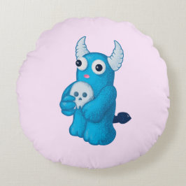 Almofada Redonda Crânio de demônio bonito - Personagem de desenho a