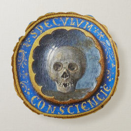 Almofada Redonda Crânio de Manuscrito Medieval Tardio