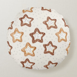 Almofada Redonda Cream White Stars Natal