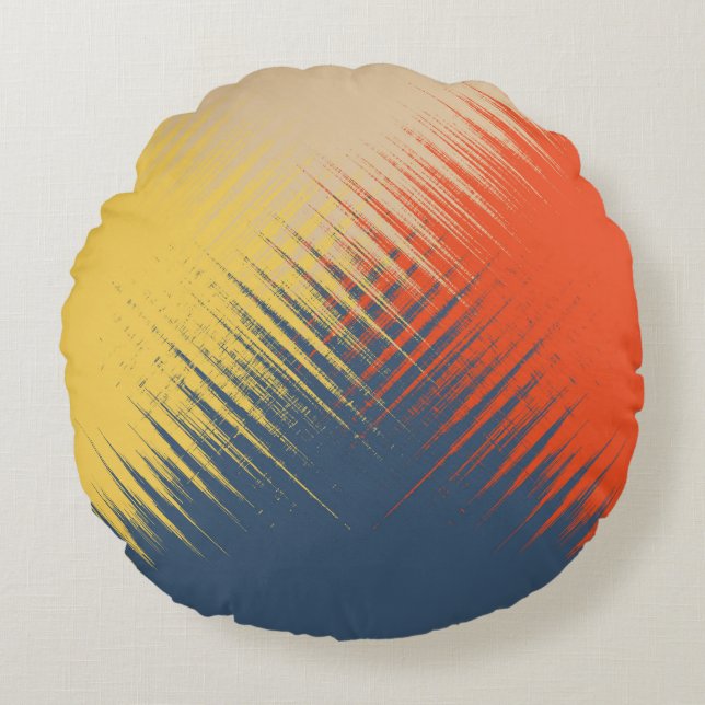 Almofada Redonda Creme Vermelho Amarelo Azul (Frente)