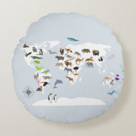 Almofada Redonda Crianças - O Mundo dos Animais