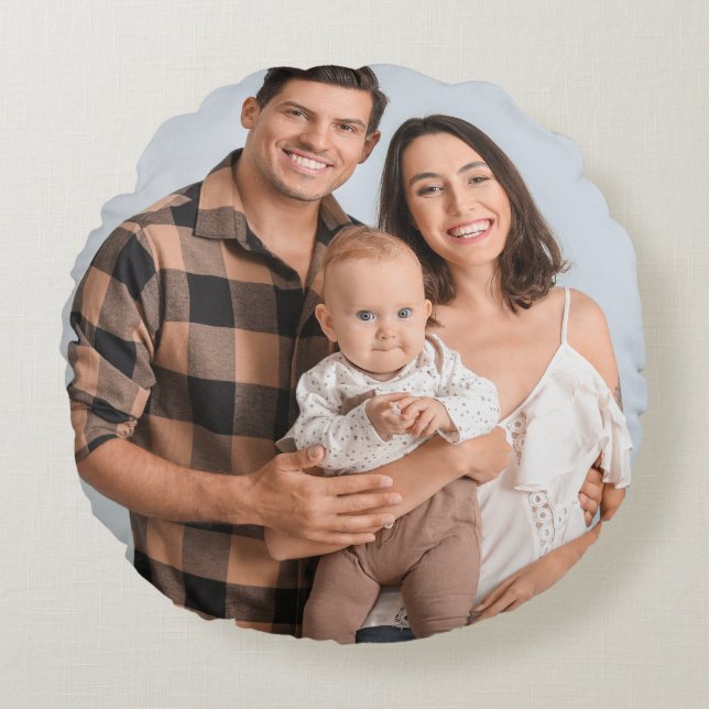 Almofada Redonda Crie Sua Própria Foto Imagem Personalizada DIY  (Frente)
