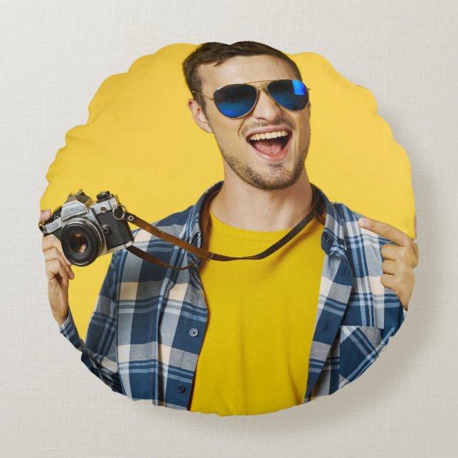 Almofada Redonda Crie sua própria foto personalizada (Frente)