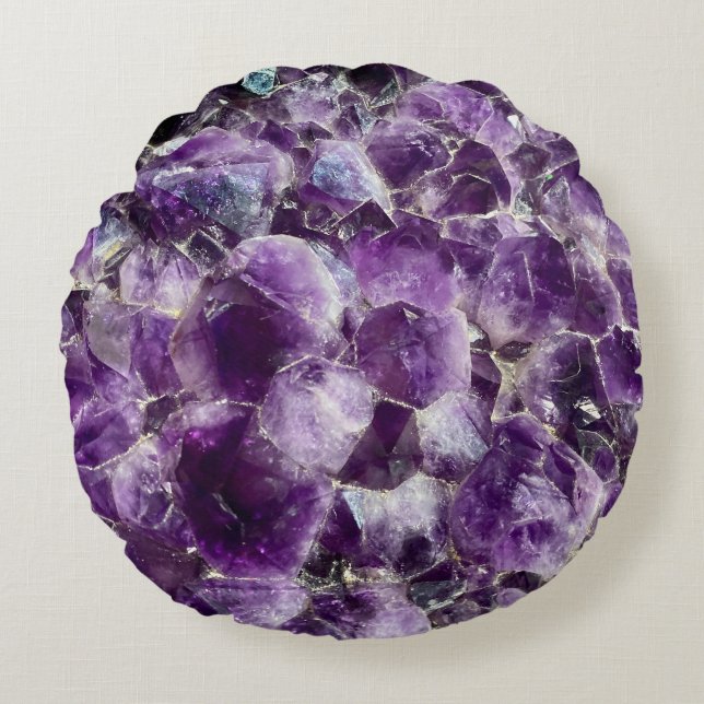 Almofada Redonda Cristal de Âmbar Roxo (Frente)