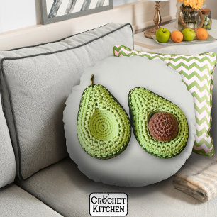 Almofada Redonda Crochet Avocado Monograma de Cottagecore Verde