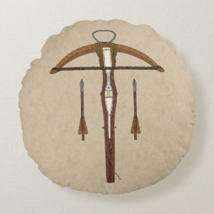 Almofada Redonda Crossbow Medieval com Bolos